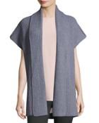Shawl-collar Rib-knit Vest, Nickel