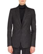 One-button Metallic Houndstooth Blazer