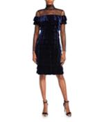 Tulle Paneled Tiered Velvet Dress