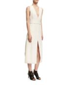 Sleeveless Viscose V-neck Dress With