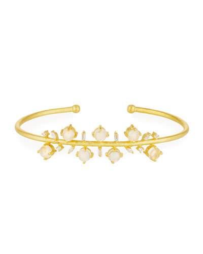 Mixed Cz & Moonstone Bangle Bracelet