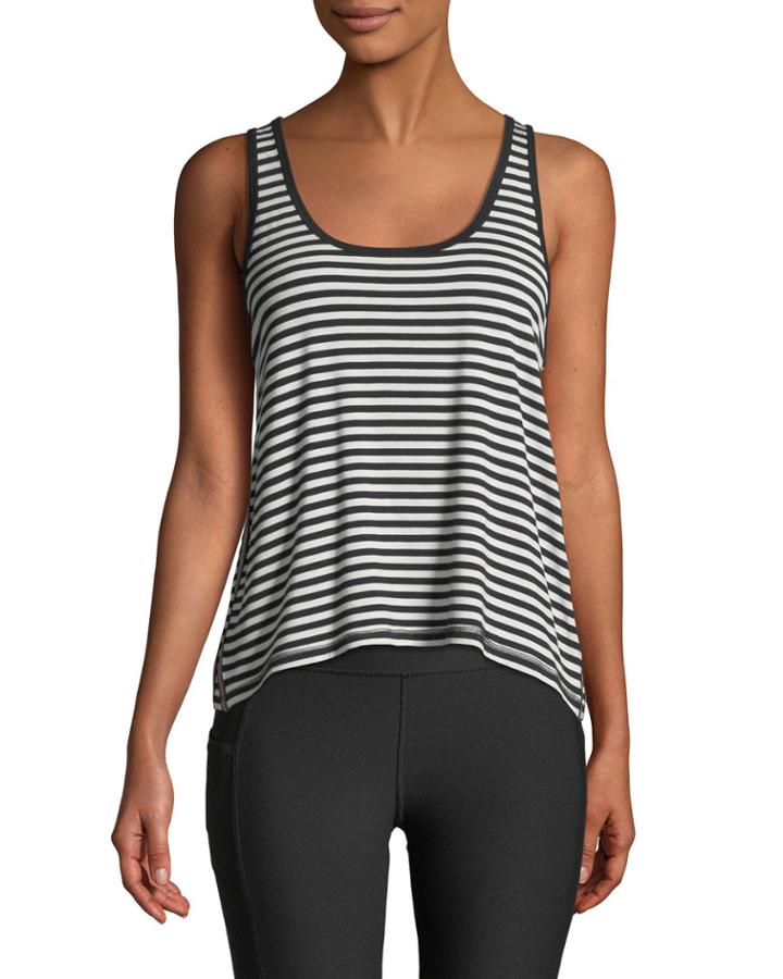 Side-binding Striped Jersey Tank