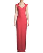 Links Sequin Knit Drape Halter Column Gown