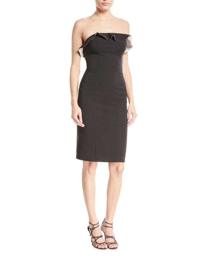 Stacey Techno Strapless Ruffle Cocktail Dress
