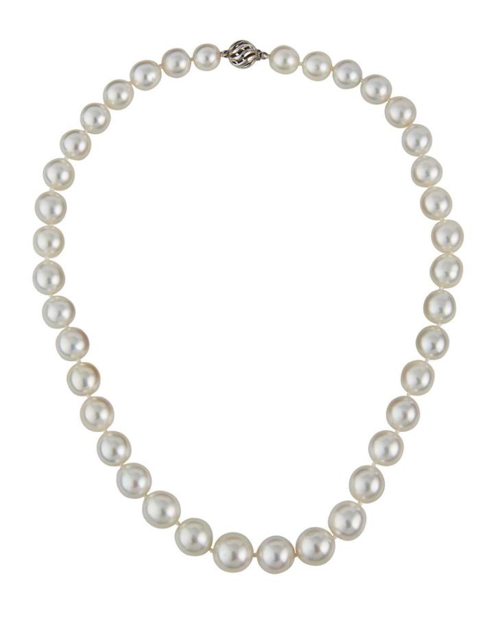 14k White Gold Graduating South Sea Pearl Necklace
