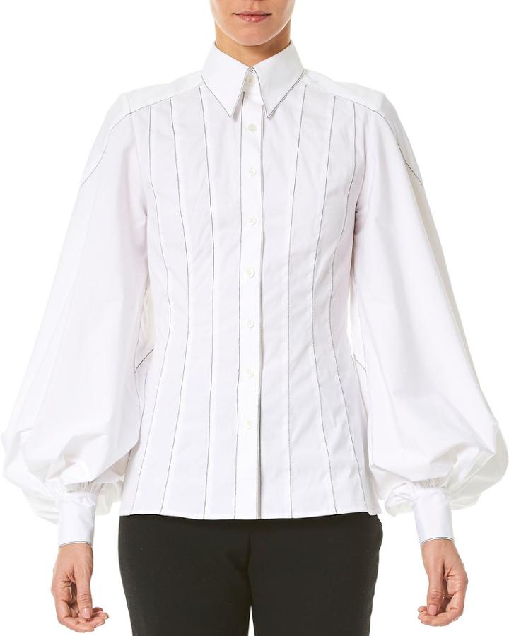 Puff-sleeve Button-front