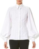 Puff-sleeve Button-front