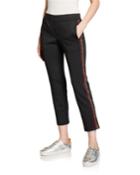 Cropped Track Pants With Rhinestone
