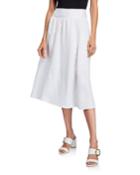 Smocked-waist A-line Midi Skirt With