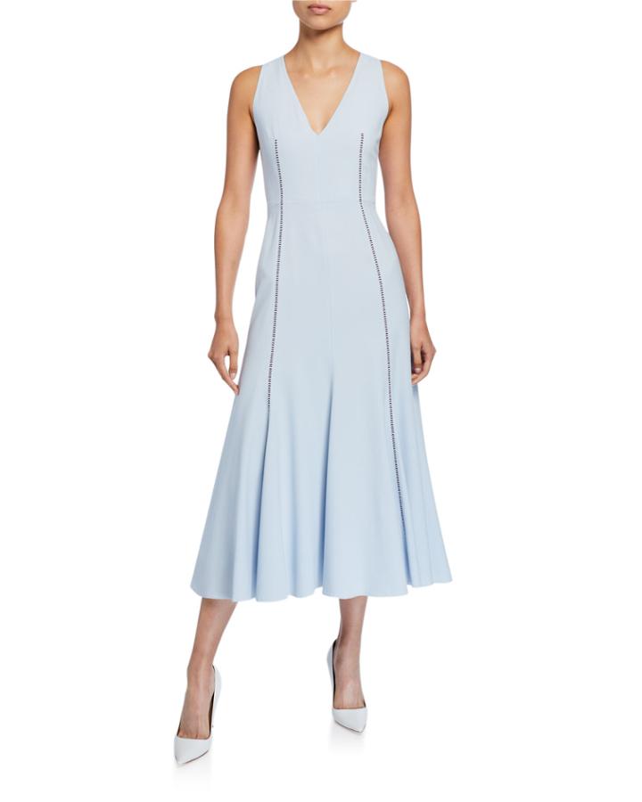 Annabelle Contrast-stitched Sleeveless Silk Crepe Dress