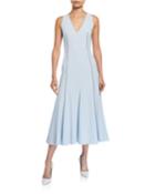 Annabelle Contrast-stitched Sleeveless Silk Crepe Dress