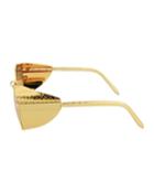 Round Titanium/snakeskin Sunglasses With Blinders