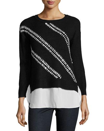 3/4-sleeve Chiffon-trim