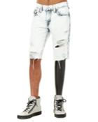 Geno Bleached Distressed Denim Flap-pocket Cutoff
