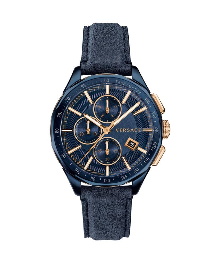 Men's 44mm Glaze Chronograph Watch W/ Leather