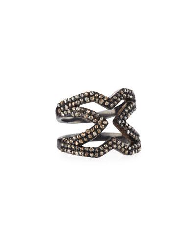 Pav&eacute; Crisscross Champagne Diamond Ring,