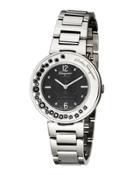 36mm Gancino Sparkling Bracelet Watch W/ Crystals, Black