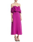 Off-the-shoulder Ruffle A-line