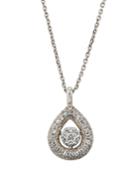 18k White Gold Open Diamond Teardrop Necklace