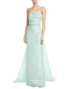 Strapless Column Gazar Evening Gown W/ Train