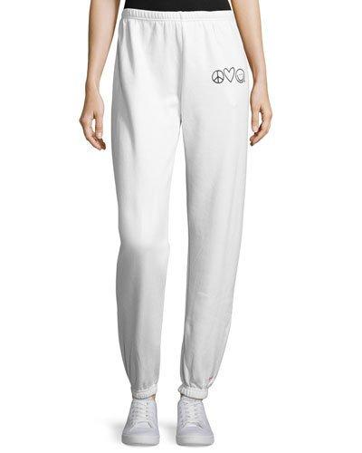 Fleece Pants With Graphics, White