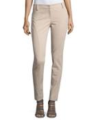 Slim Twill Stretch Seamed Pants, Tan