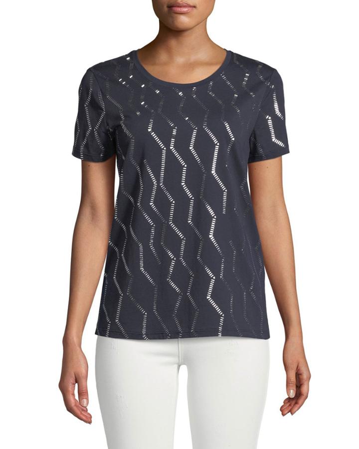 Foiled-chevron Crewneck Tee