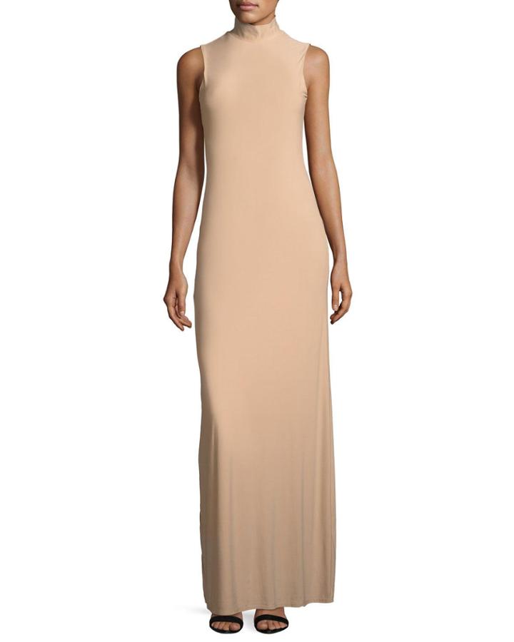 Issy Sleeveless Side-slit Column Evening Gown