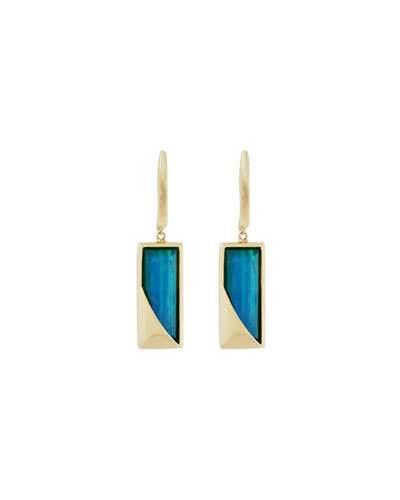 14k Radiant Short Bar Doublet Drop Earrings