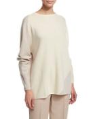 Double-face Wool Cardigan Coat, Ivory/tan