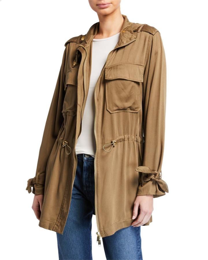 Tie-sleeve Hooded Anorak Jacket