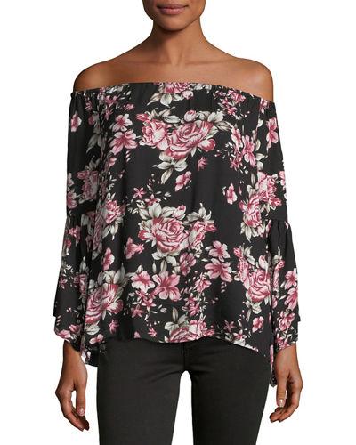 Viviana Off-the-shoulder Floral-print Top