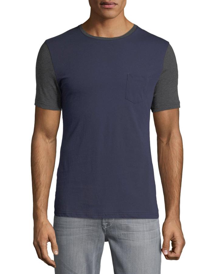Men's Colorblocked Short-sleeve Crewneck Pocket Tee