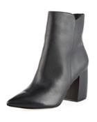 Sandra Short Leather Block-heel Boots