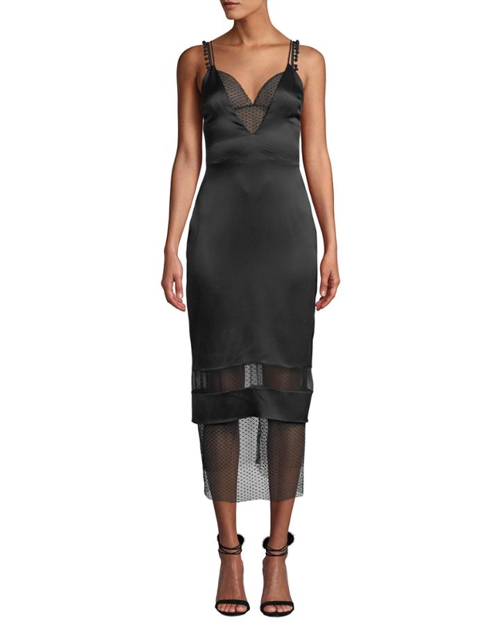 Lace-trim Deep V-neck