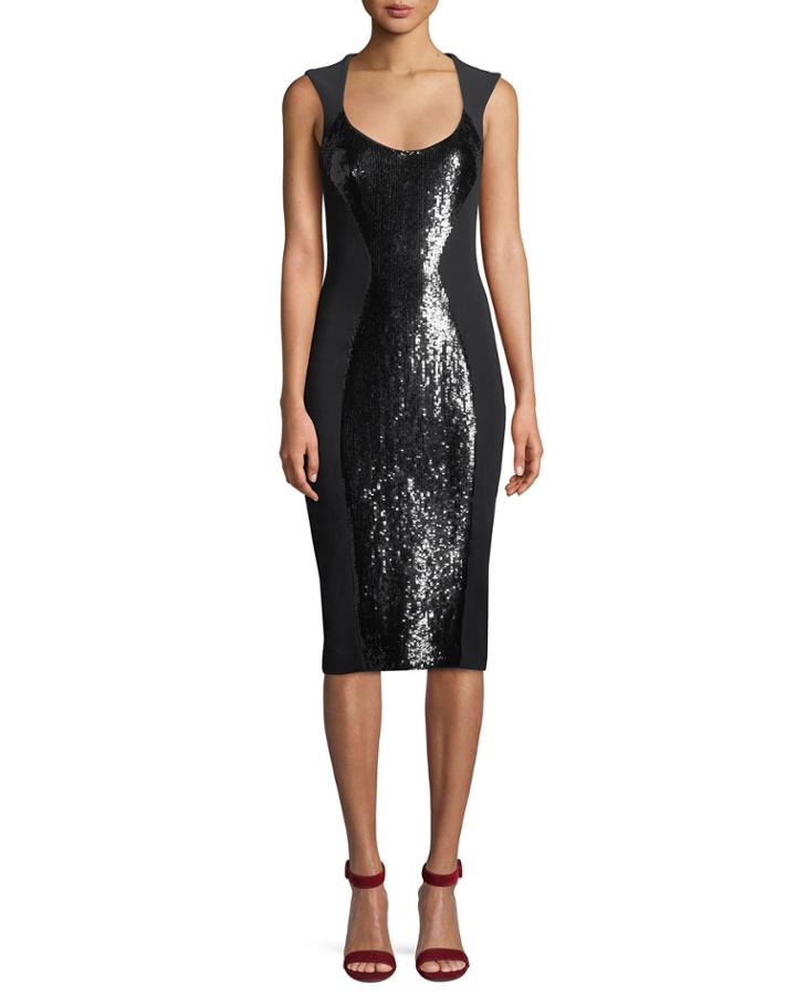 Scoop-neck Sequin Stretch-cady