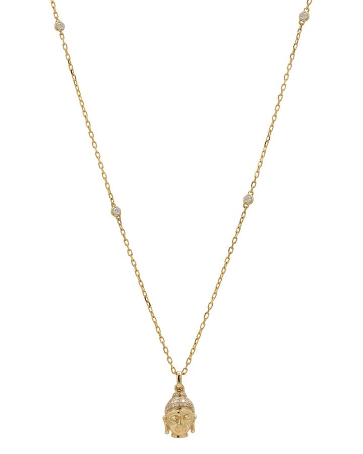 14k Gold Diamond Buddha Necklace