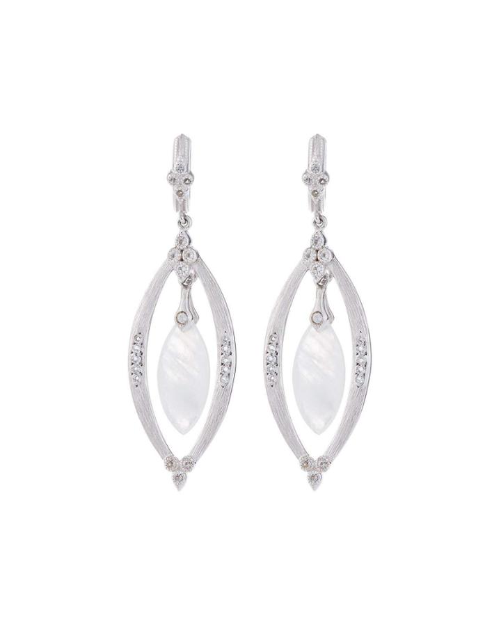 Moroccan Moonstone Marquise Earrings W/ White Topaz