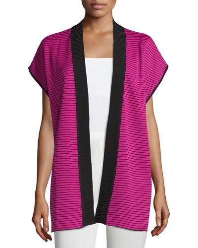 Reversible Striped Short-sleeve Jacket, Orchid/black