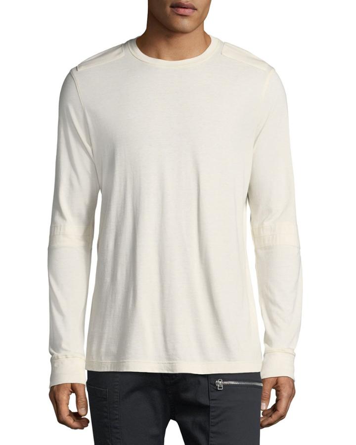 Elbow-slit Long-sleeve Cotton T-shirt