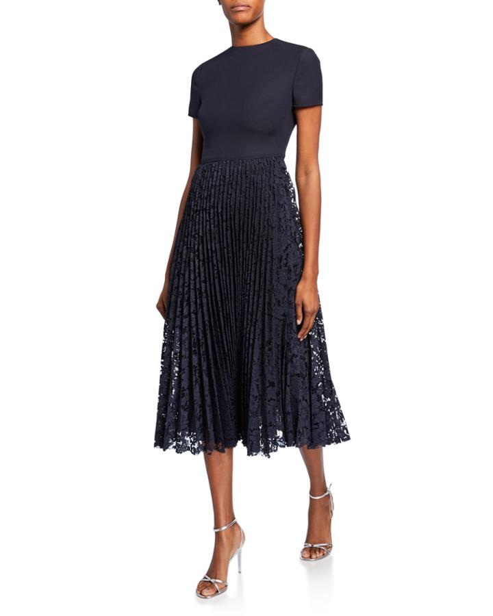 Short-sleeve Crepe Couture Cocktail Dress