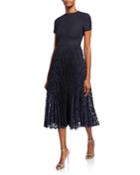 Short-sleeve Crepe Couture Cocktail Dress