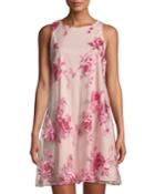 Embroidered-mesh Tie-back A-line Dress