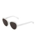 Round Solid Sunglasses, White