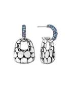 Kali Silver Lava Drop Earrings W/ Swiss Blue Topaz & Iolite
