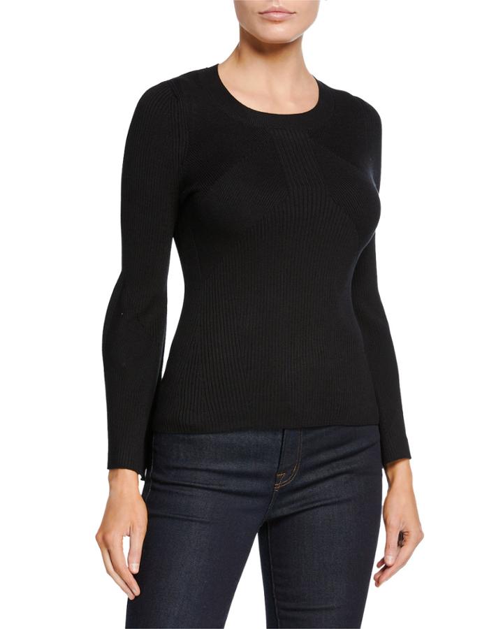 Novelty-ribbed Long-sleeve