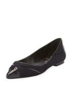 Prismick Laine Pointed-toe Ballerina Flat, Blu/nero