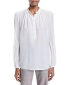 Long-sleeve Birkin Henley Wool-cashmere Top