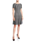 Geometric Ottoman Knit Fit-&-flare Dress