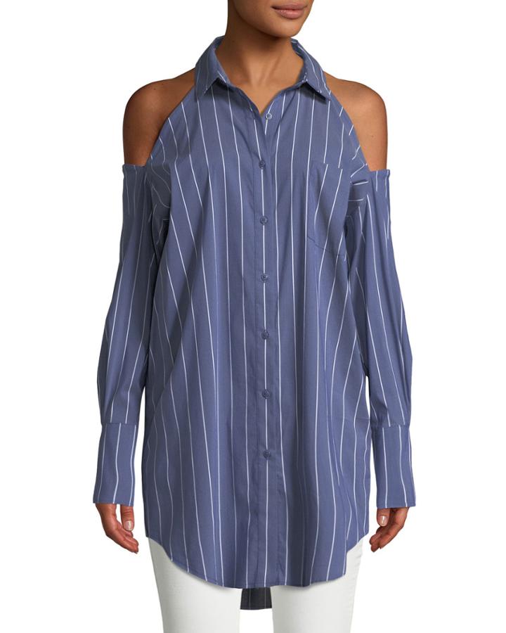Striped Cold-shoulder Mini